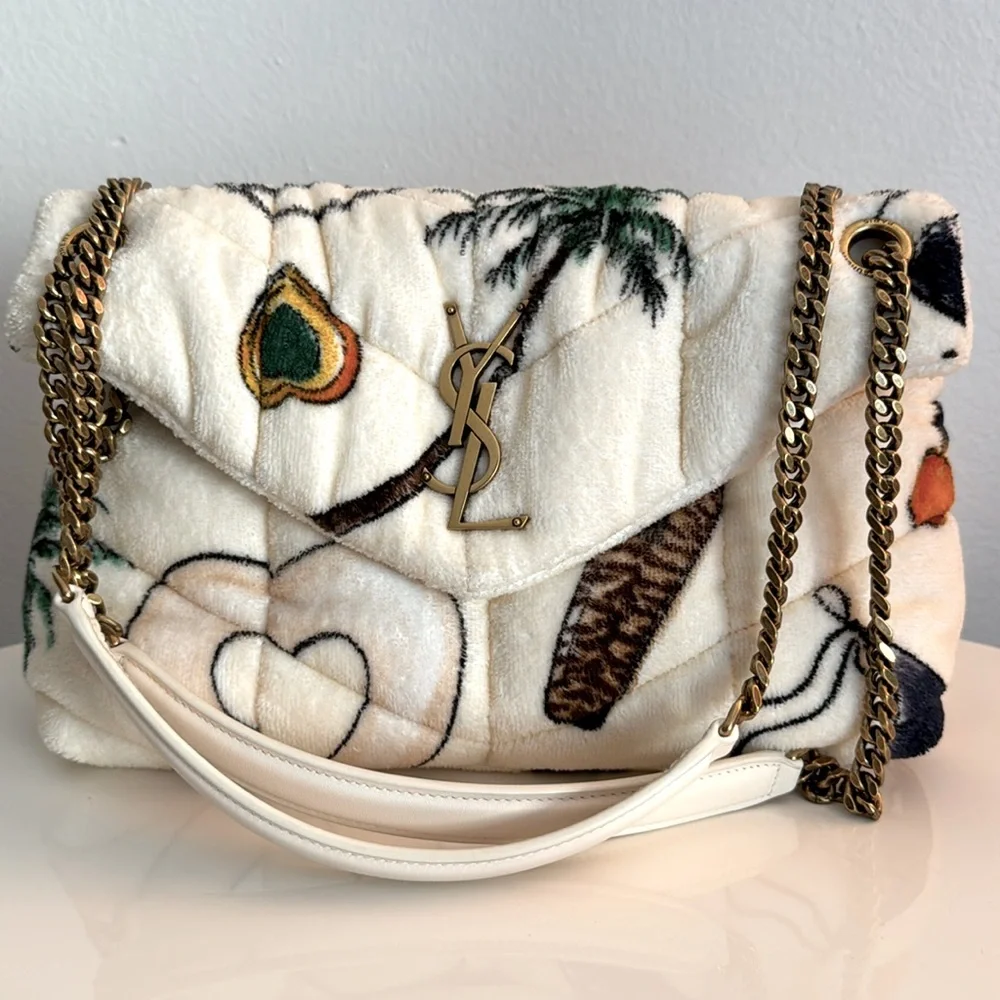 Saint Laurent *NEW* Terry Cloth Vacation Print Lou Lou Bag with Dust Cover - Picture 1 of 17